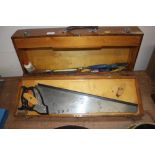 A pine tool chest and contents