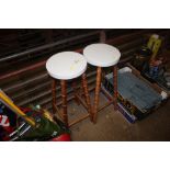 A pair of pine stools