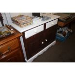 A part white painted side board fitted two drawers