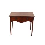 A 19th Century mahogany side table, fitted two short drawers above a shaped apron, raised on