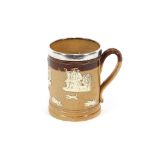 A Doulton Harvest ware mug, with silver rim