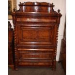 A mid 19th Century German mahogany fall front secretaire desk,  the raised upper section fitted with