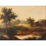 Charles Morris Senior, (1828-1870), country scene with cottage by a stream, signed oil on canvas,