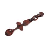 A 19th Century treen Welsh love spoon, having hearts, chain and padlock decoration, 24cm long
