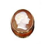 A 19th Century cameo shell portrait brooch, of the Royal Consort Prince Albert, in 9 carat gold