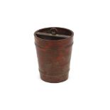 An antique painted bronze model of a well bucket, 16cm high, 13cm dia.