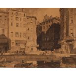 Leonard Russell Squirrell, pencil signed aquatint "A Shadowed Corner in Marseilles", 28cm x 35cm