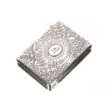 A Victorian silver card case, with overall fern decoration, maker George Unite, Birmingham 1889