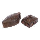 Two vintage African carved wooden tribal boxes
