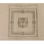 A folio of unframed Antique engravings, including "Temple Du Jerusalem", "Temple de Salomon" and