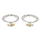 A pair of Tiffany & Co., New York comports, marked Sterling silver 925-1000, having raised foliate