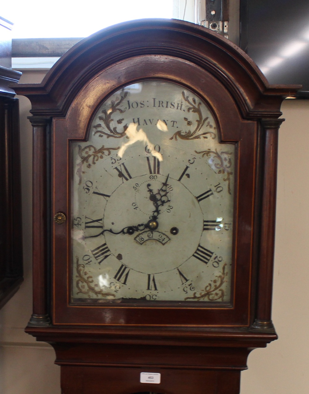 A mahogany and satinwood cross-banded long case clock, the painted dial inscribed "Jos.Irish - Image 2 of 2