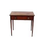 A 19th Century mahogany side table, fitted with a single drawer, raised on square tapering supports,