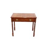 An 18th Century style walnut and cross banded side table, fitted single drawer and raised on