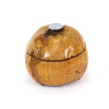 A 20th Century novelty natural form coconut ice bucket, having plated handle, 21cm high