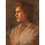 Edwardian portrait study of a young lady, unsigned oil on canvas, 40cm x 30cm