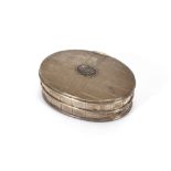 A 19th Century Continental silver oval box, with gilded divided interior, the hinged lid and body