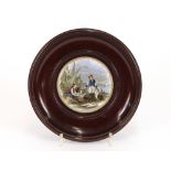 A 19th Century Staffordshire Parttware pot lid, "The Enthusiast"; and five others, in circular