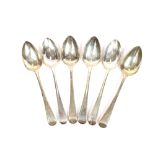 A set of six George III silver dessert spoons, London 1813/14