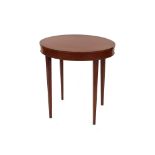 An Edwardian satinwood and cross-banded oval occasional table, raised on square tapering supports,