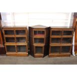 An oak three tier Globe Wernicke style sectional bookcase, 88cm wide x 118cm high; another