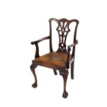 A set of eight 19th Century carved mahogany dining chairs, in the Chippendale manner, having leather