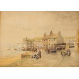 B. Martin, study of a Cornish fishing village, signed watercolour, 25cm x 35cm; and R. Walker, study