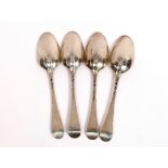 Four George II silver Old English pattern tablespoons, possibly London 1746, 9ozs.