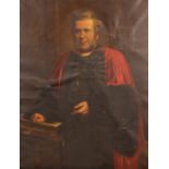 Carl Becker, a large portrait study of Canon Miller, signed oil on canvas, 140cm x 110cm