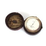A leather cased pocket barometer, by J.H. Steward of London