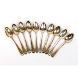 A set of six George III Old English pattern teaspoons, London 1806; and four others, London 1803