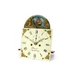 A mahogany long case clock, by Thompson of Woodbridge, the painted dial surmounted by a rocking ship