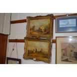 Two 19th Century oil on metal panels each containe