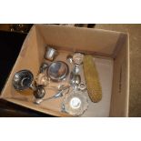 A box of mixed silver and plated ware to include v