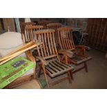 A set of six folding garden hardwood chairs