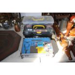 Three plastic boxes of model making equipment etc.