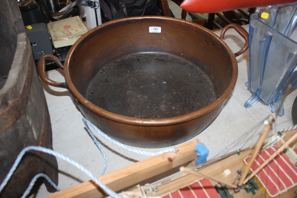 A copper twin handle preserve pan