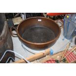 A copper twin handle preserve pan