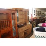 A pine dresser fitted three drawers