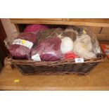A basket of various knitting wool