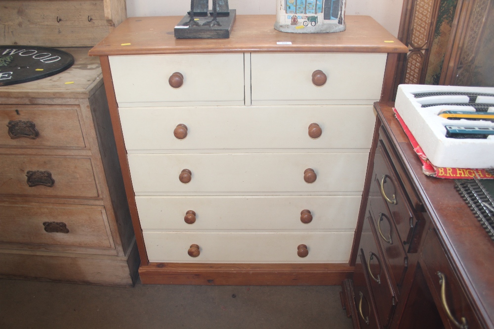 A pine chest fitted two short over four long drawe