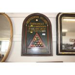 A wooden plaque "Professional Billiard Tournament"
