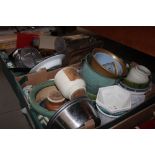 Two boxes of various kitchenalia and sundry china