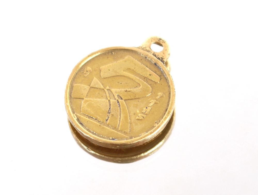 A five peseta gold coin, converted to a pendant; a - Image 2 of 3