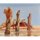Tom Morgan, surrealist landscape study, signed oil