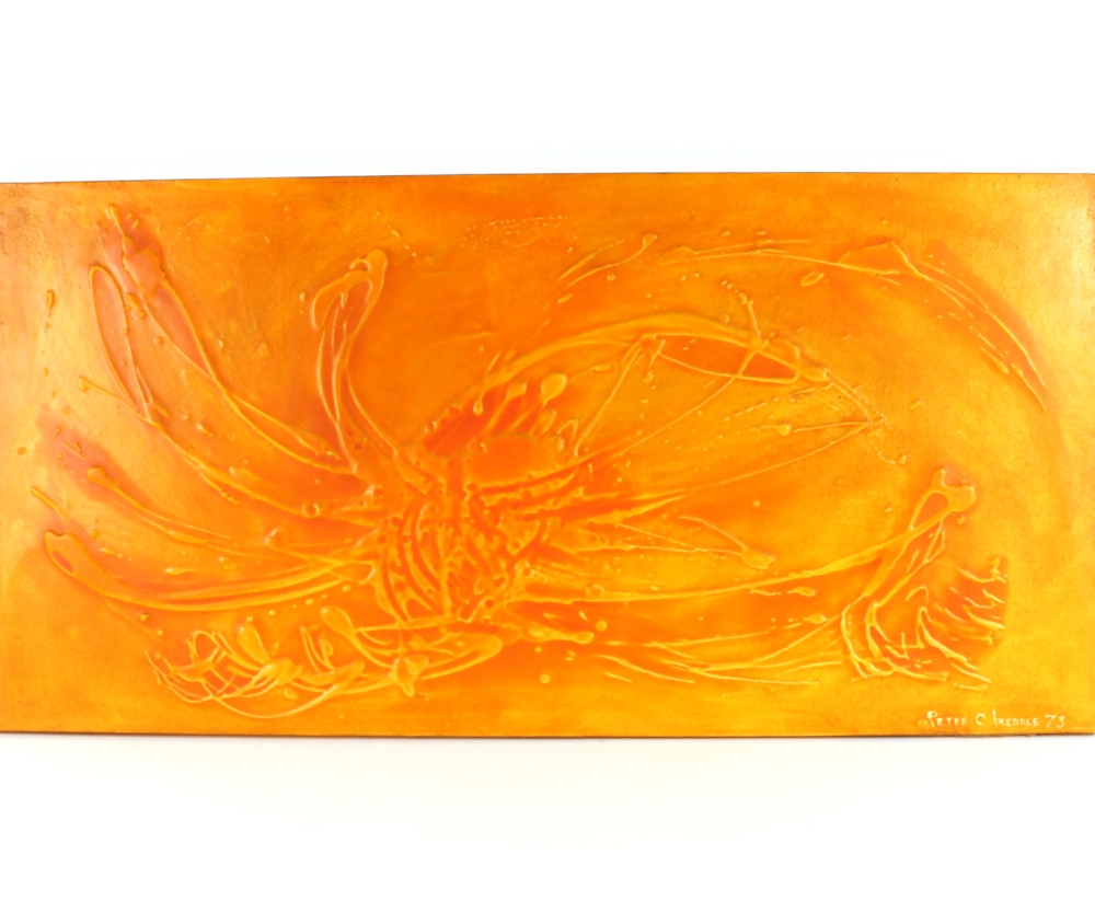 A Peter Iredale panel, painted in orange, signed a - Image 2 of 2