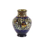 A Royal Lancastrian baluster vase, with floral scr