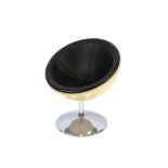 A retro design egg shaped swivel chair, on chrome base