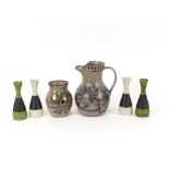 Four Swedish Bahia pottery vases; and a large Stud