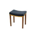 A 1953 Coronation stool, with blue upholstered seat, (protected by loose cover), complete with